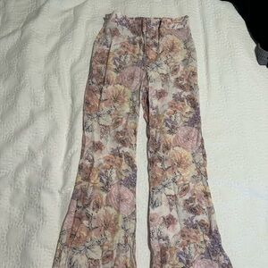 Zara floral printed flare dress pants